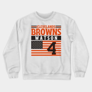 Cleveland Browns Watson 4 American Flag Football Crewneck Sweatshirt